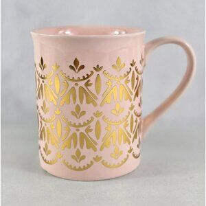 Pinky Up Ceramic Mug Glossy Pink with Gold Accent 14 Fluid Ounce Elegant